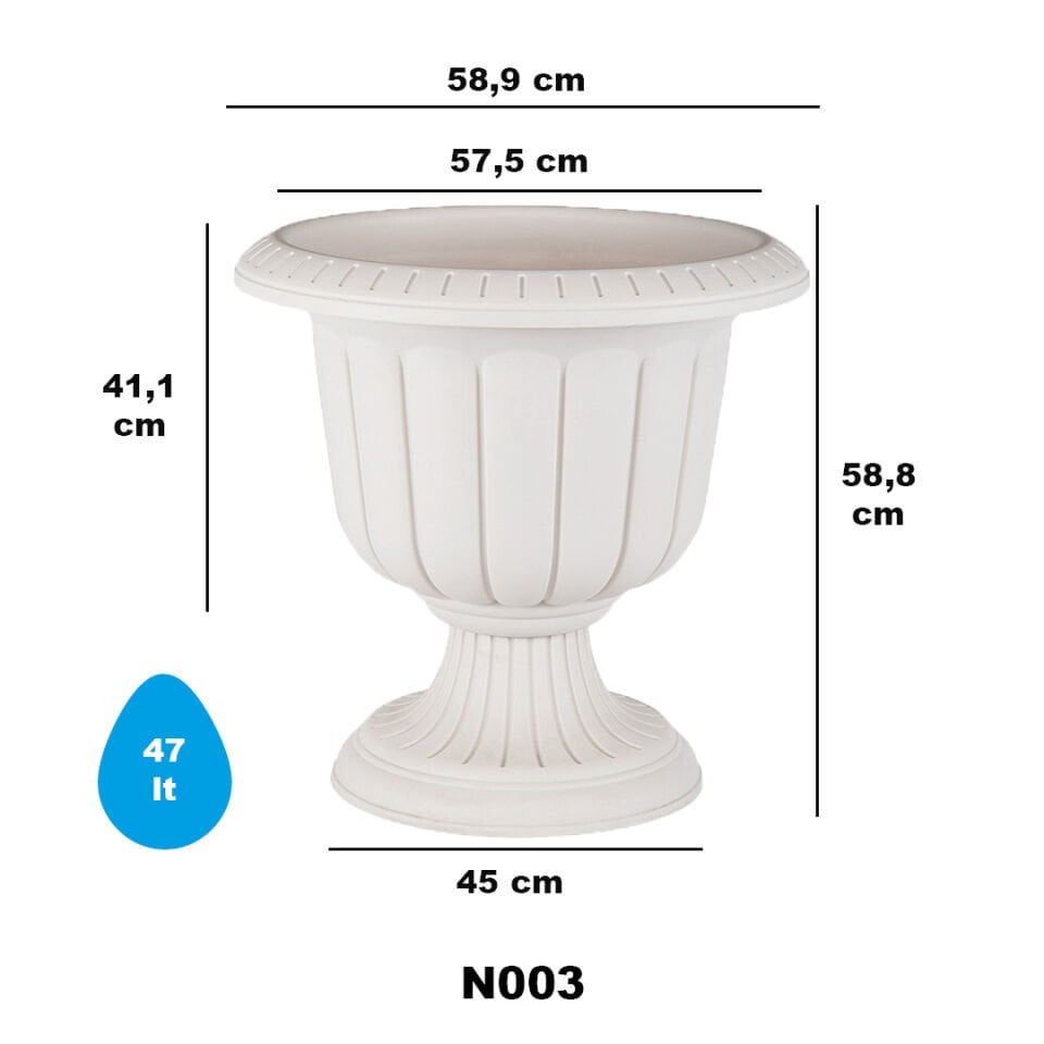 Nergiz Saksı 3 NO - Kirli Beyaz