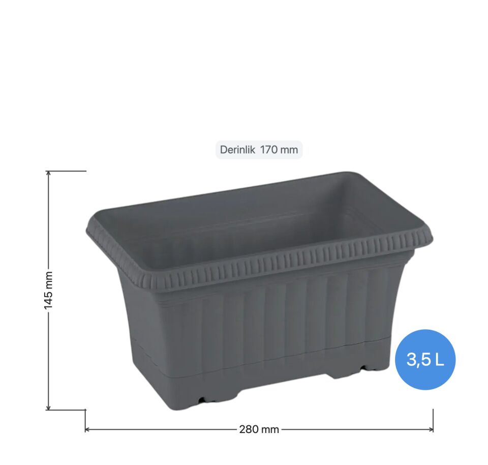 Ova Balkon Saksı Plastik 1 NO - Antrasit