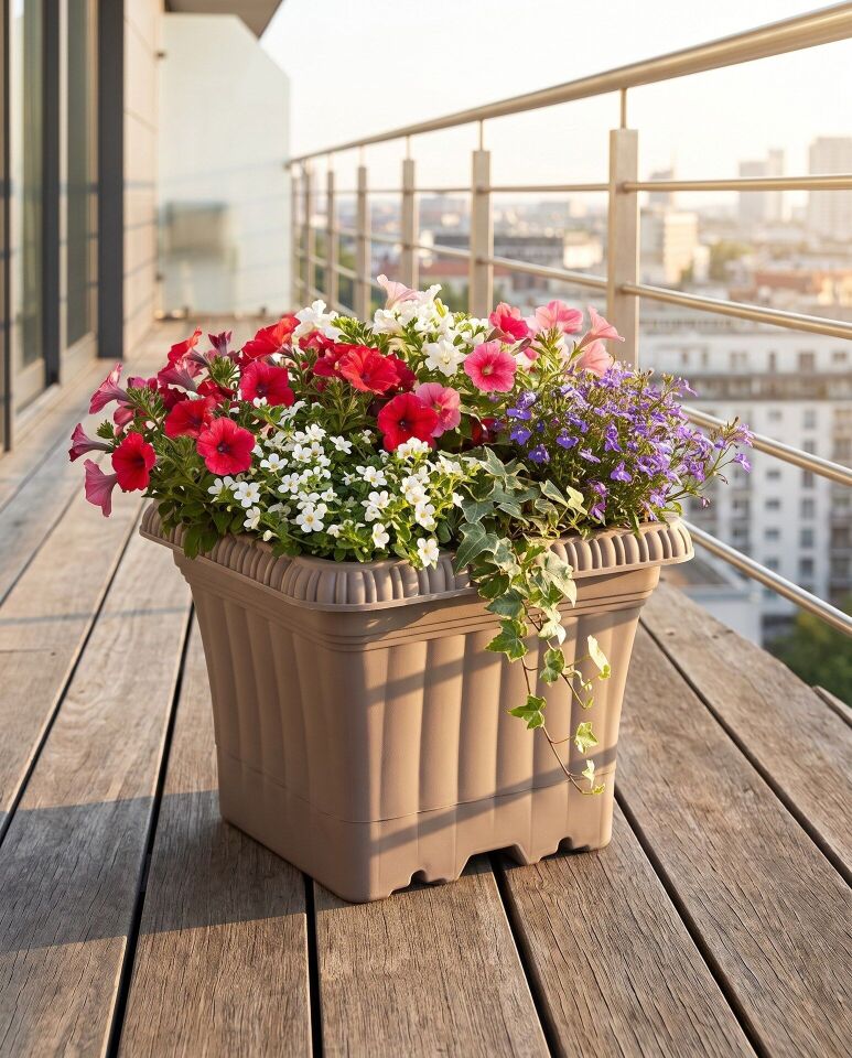 Ova Balkon Saksı Plastik 1 NO - Mocha