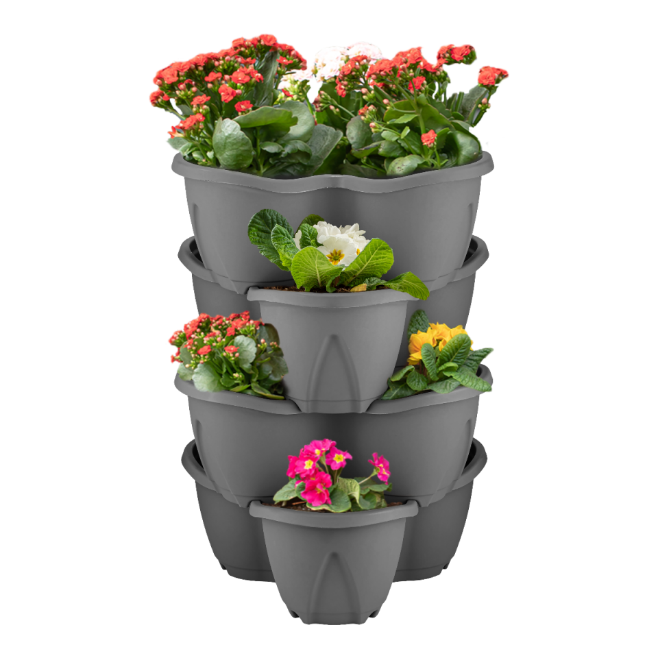 Pamukkale Saksı 4'Lü Set 3 NO - Antrasit