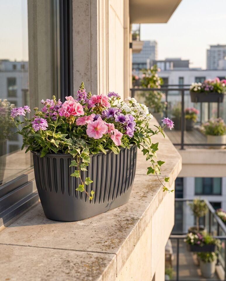 Piyano Balkon Saksı 1 NO - Antrasit
