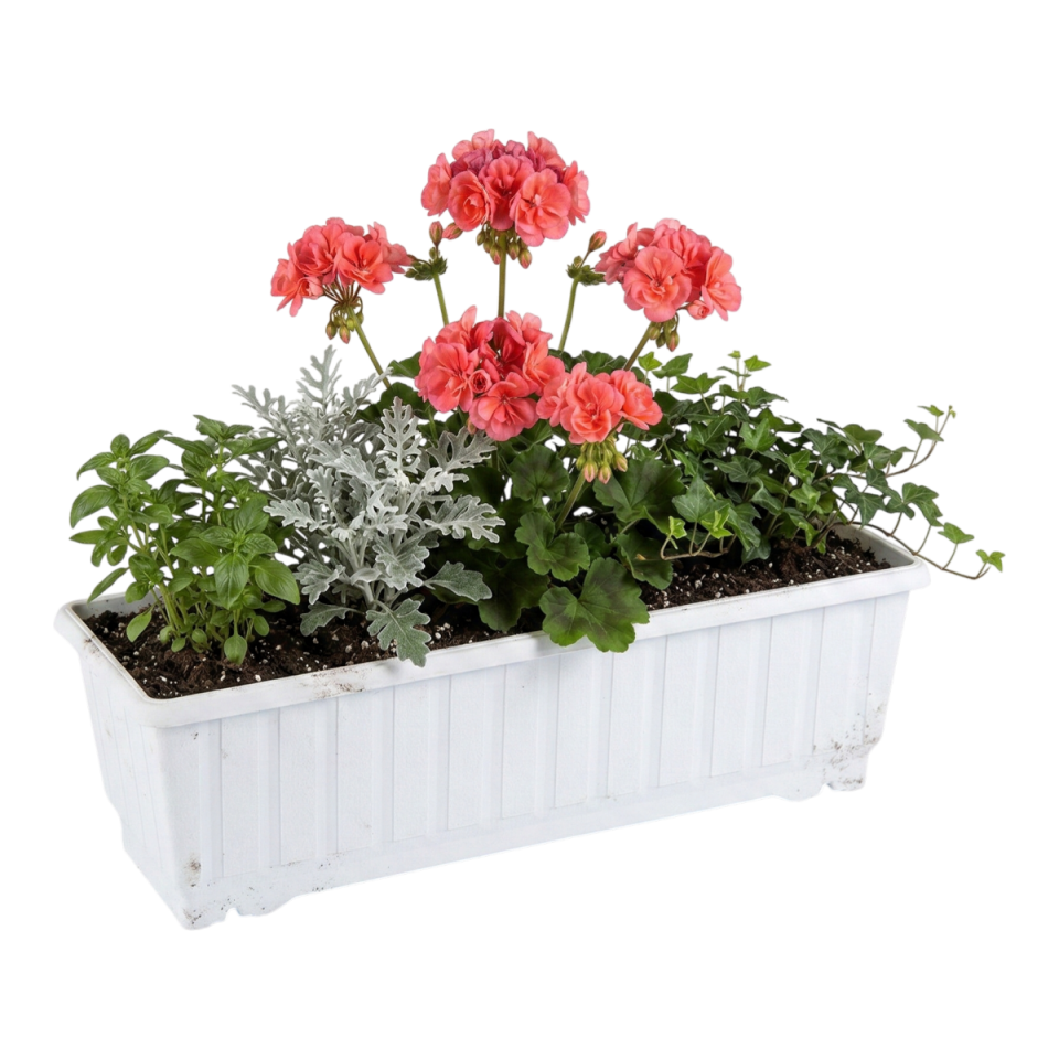 Klasik Orta Balkon Saksı Beyaz