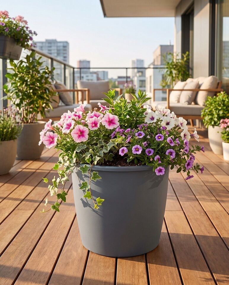 Safir Balkon Saksı 2 NO - Antrasit