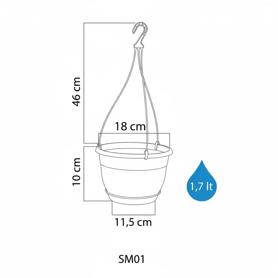 Safir Makrome Askılı Saksı 1 NO - Beyaz