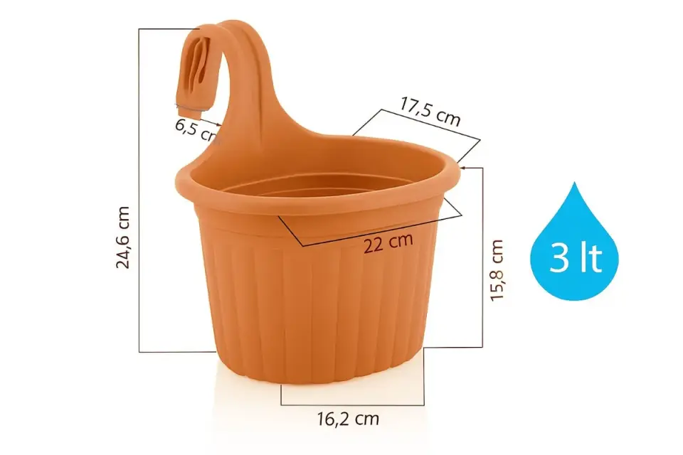 Tombik Askılı Balkon Saksı 1 NO - Mocha