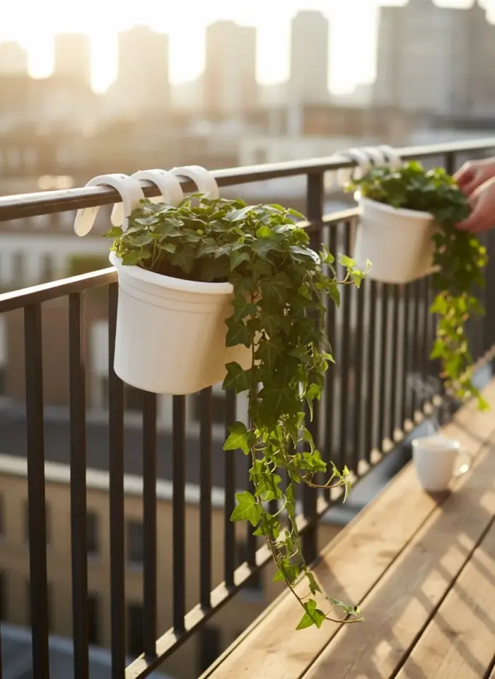 Tombik Askılı Balkon Saksı 2 NO - Kirli Beyaz