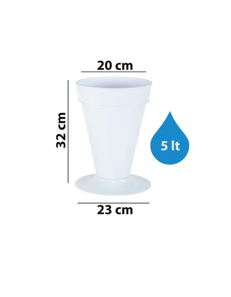 Konik Kesme Çiçek Vazosu 1 - Beyaz