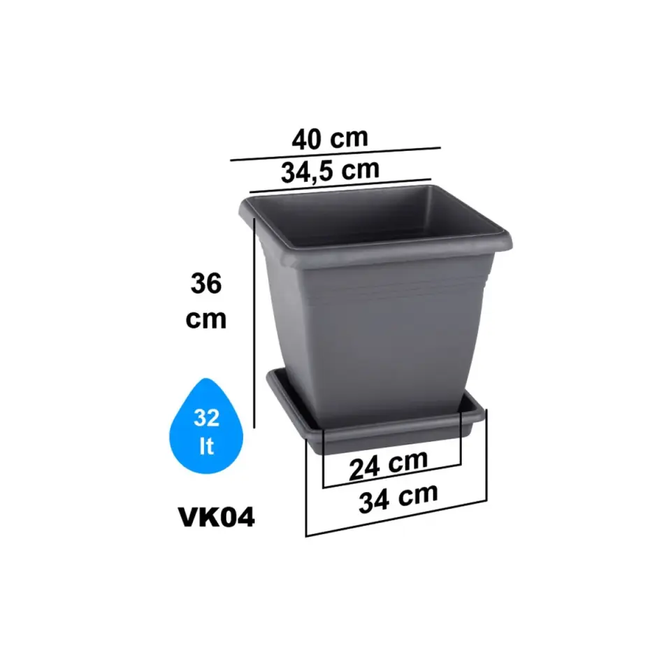 Villa Kare Saksı 4 NO - Antrasit
