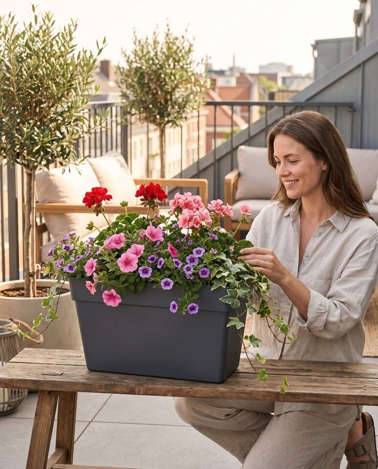 Yalı Balkon Saksı 2 NO - Antrasit