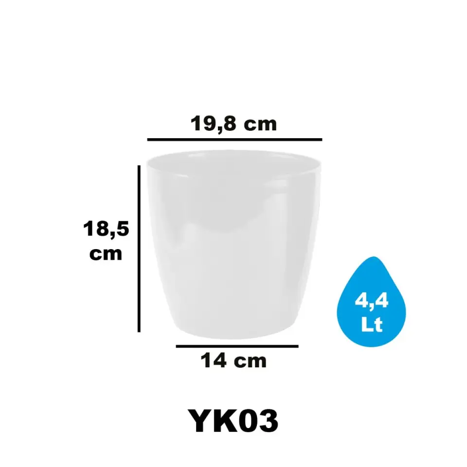 Yakut Saksı 3 NO - Kirli Beyaz