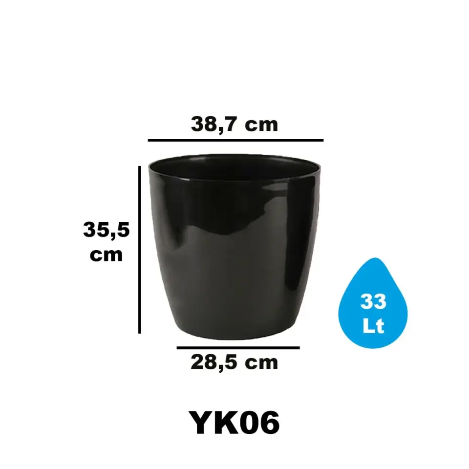 Yakut Saksı 6 NO - Siyah
