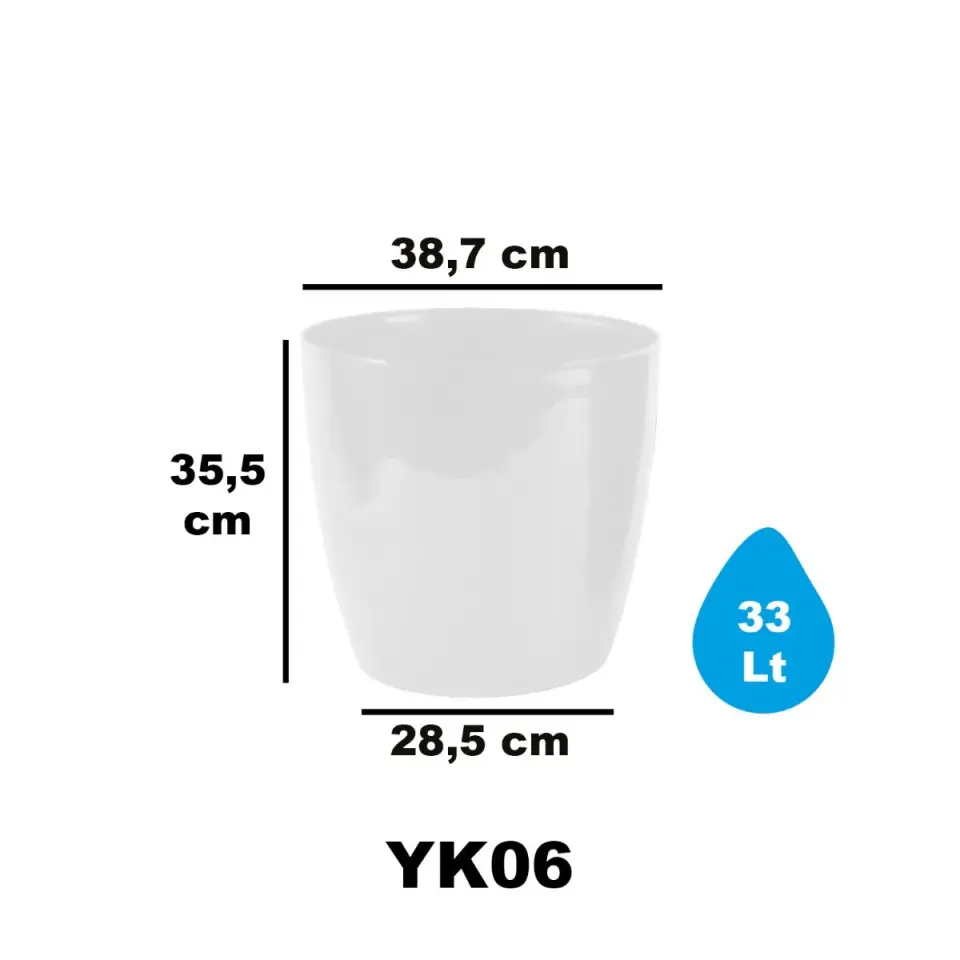 Serinova Yakut Saksı Drenajlı 6 No Kirli Beyaz – görsel 3