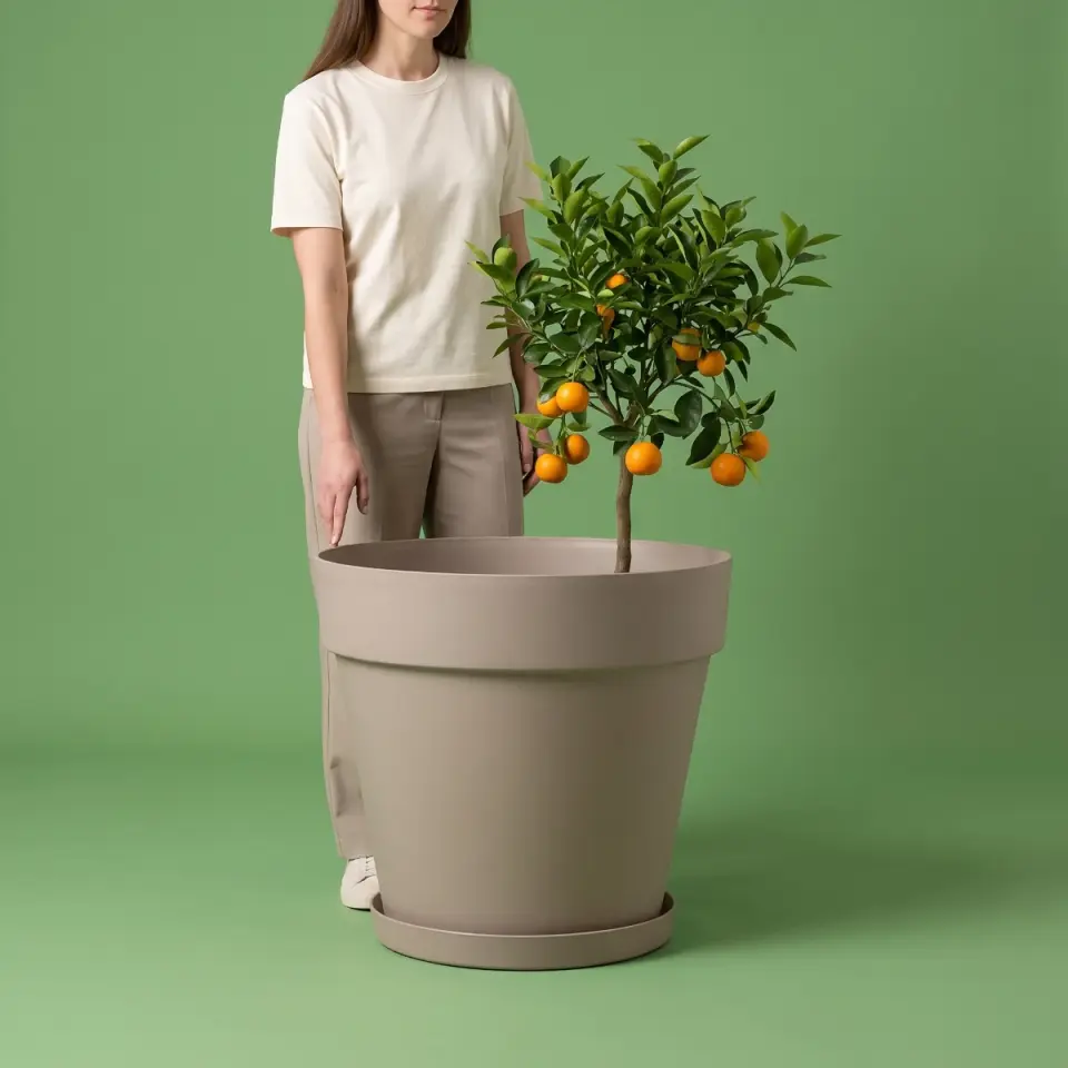 Yalı Saksı 8 NO Mocha 55 cm yerde ölçek