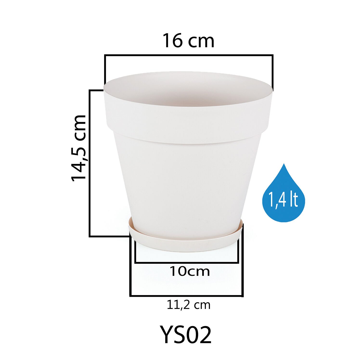 Serinova Yalı Saksı 2 NO - KirliBeyaz