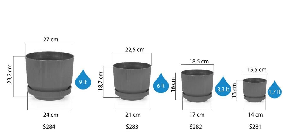 Serinova Lüks Saksı Yeşil -  9 LT