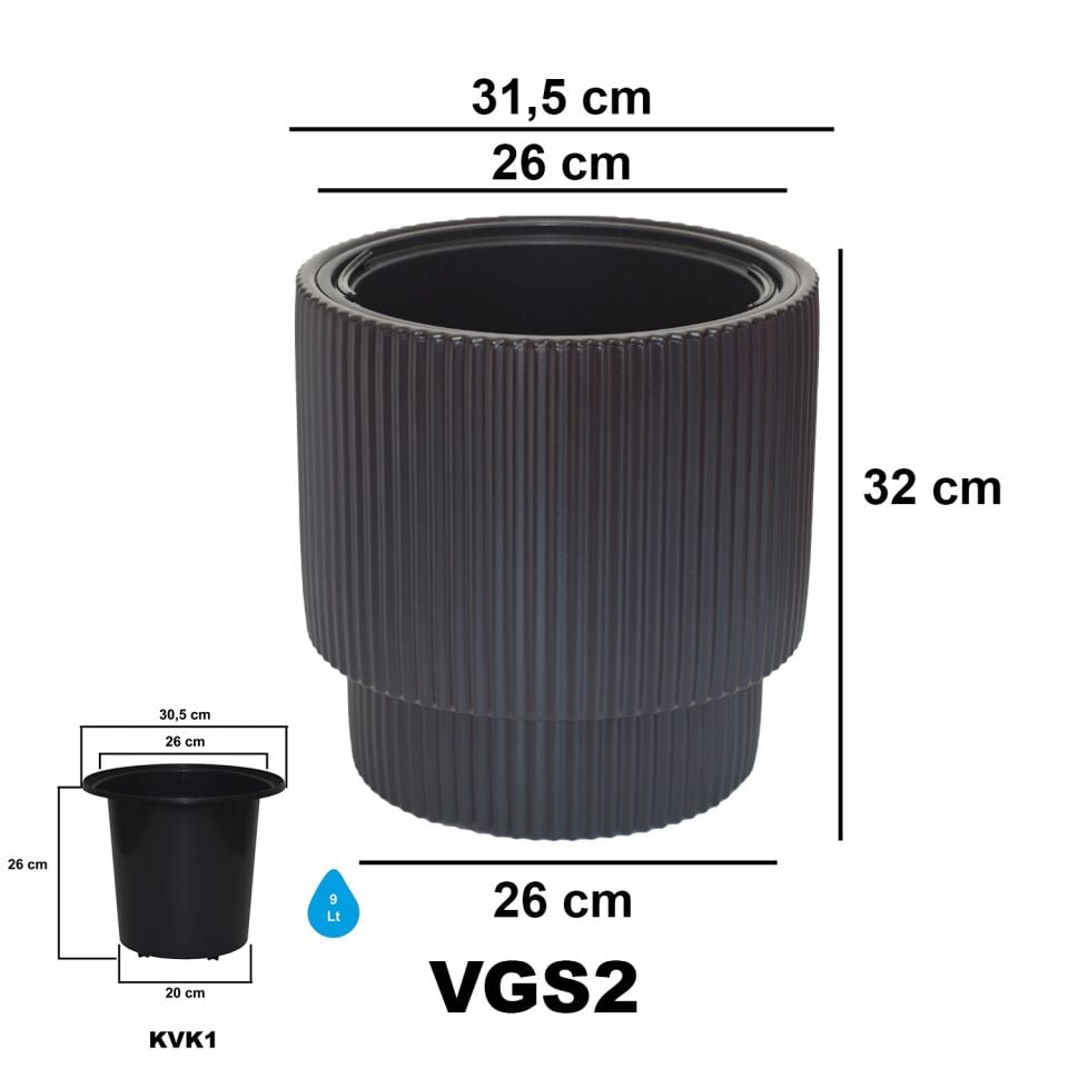 Vega Saksı siyah - 2 NO