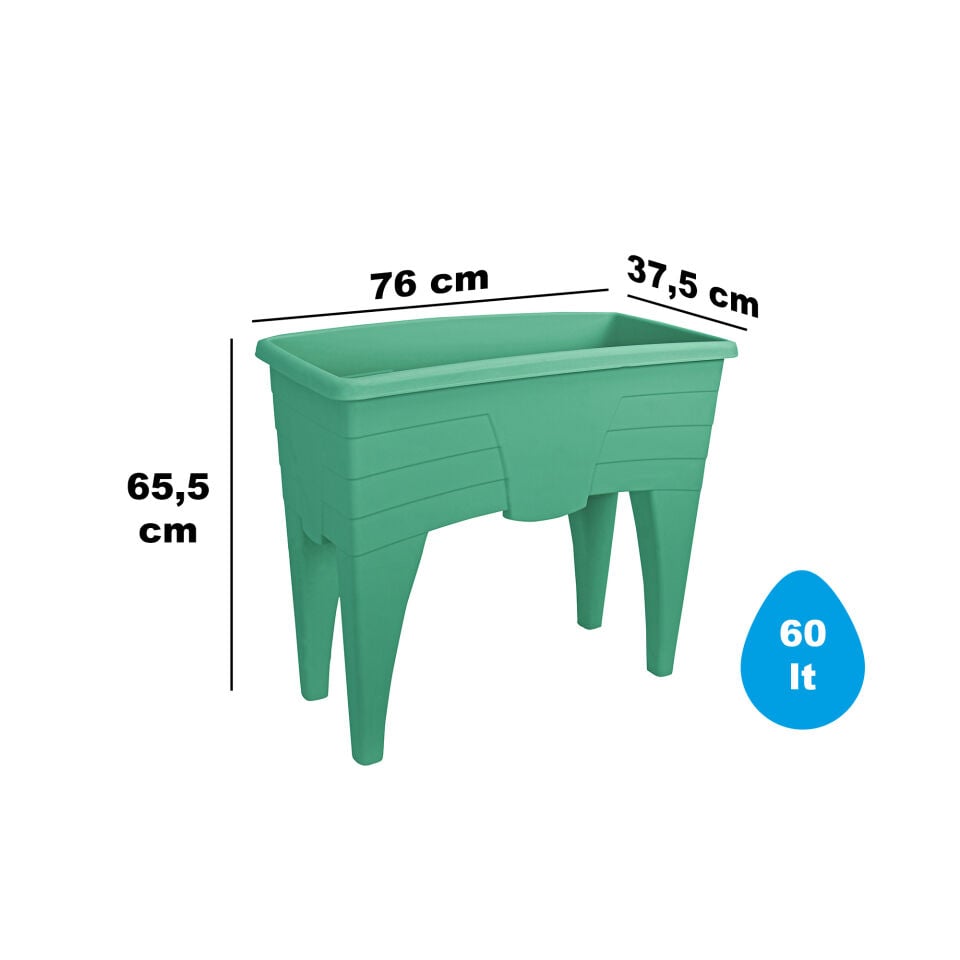 Ayaklı Bahçe Saksısı 2 No – Balkon Bahçe Standı Plastik Saksı | Serinova Yeşil - 2 NO