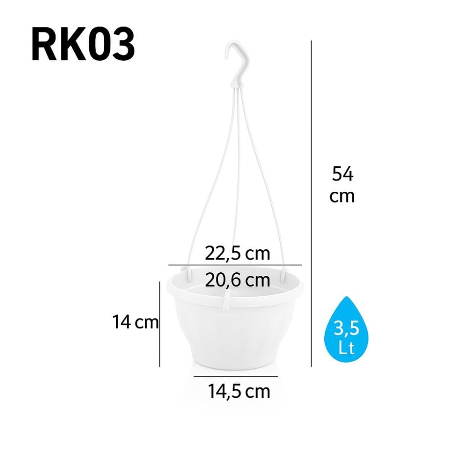 Reka Makrome Askılı Saksı 3 NO - Beyaz