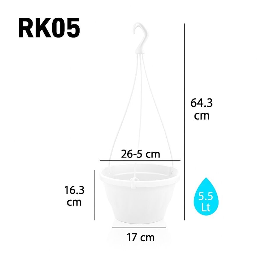 Reka Makrome Askılı Saksı 5 NO - Beyaz