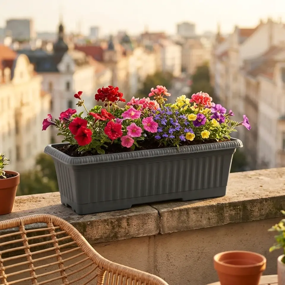 Ova Balkon Saksı Plastik