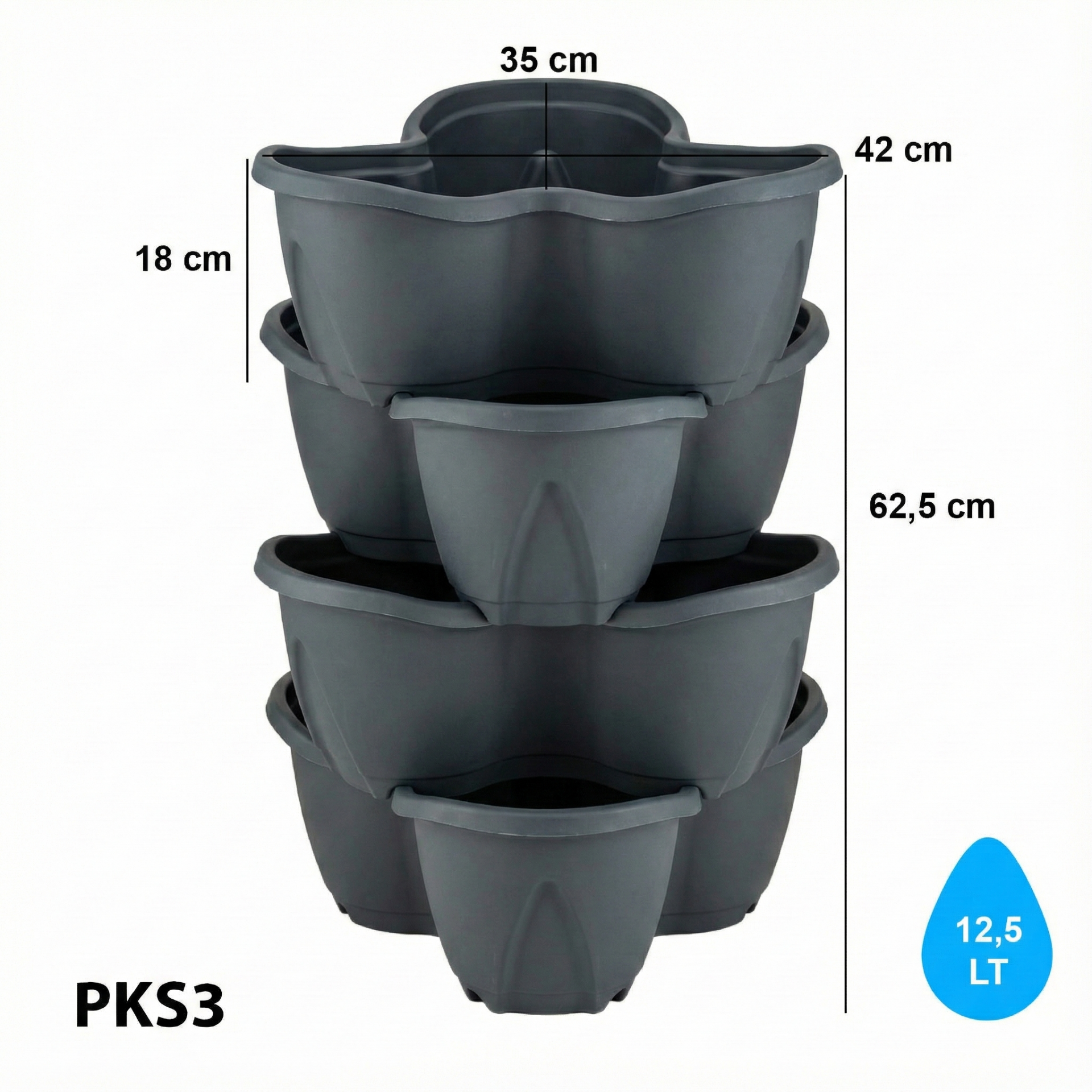 Serinova Pamukkale Saksı Antrasit