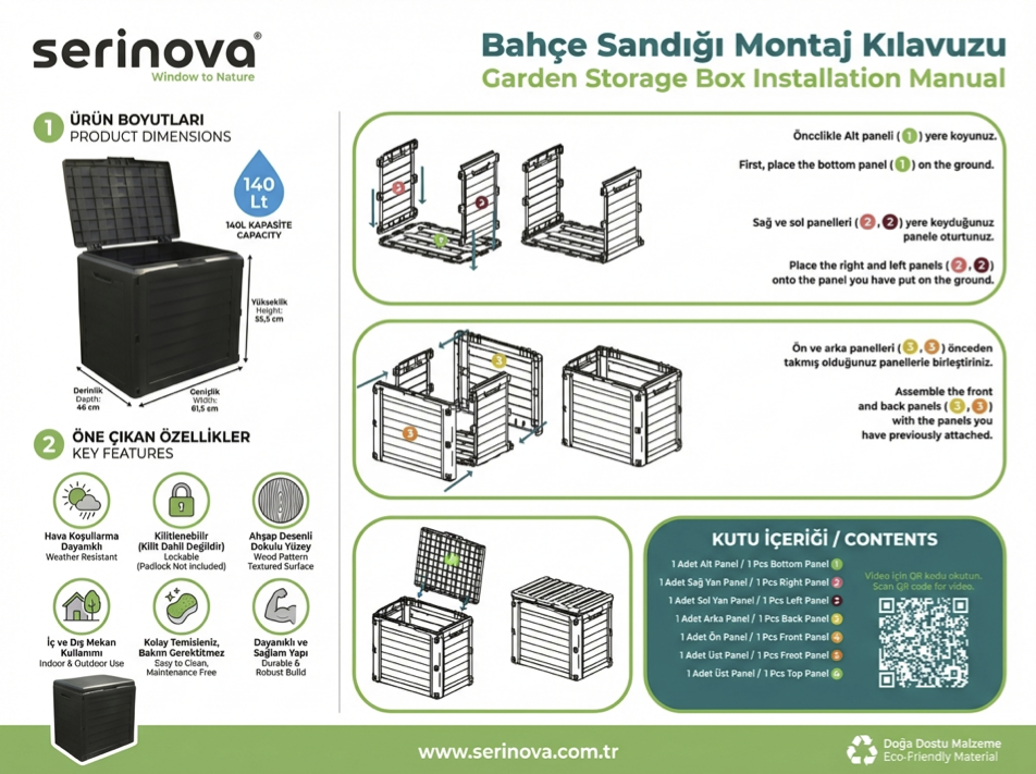 Bahçe Depolama Sandığı 140L
