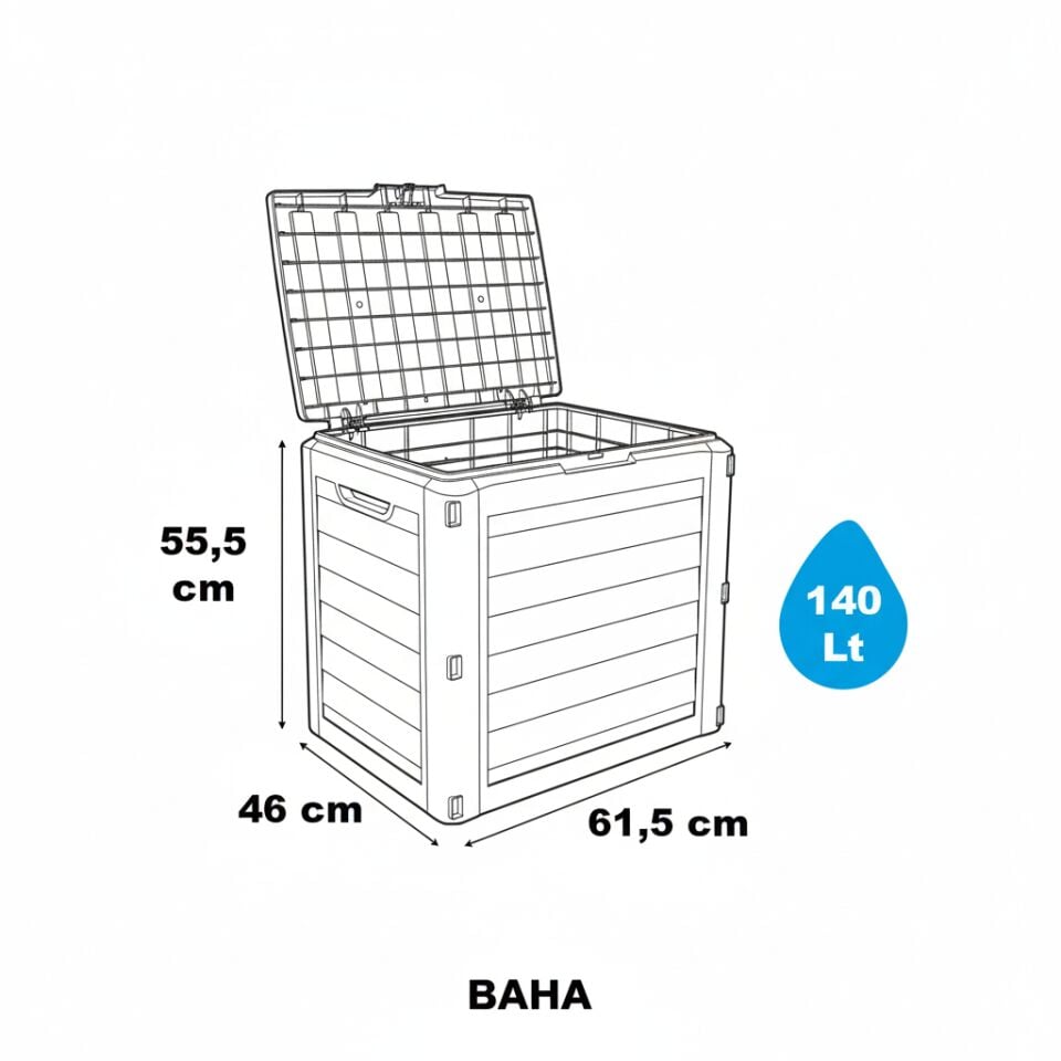 Serinova Bahçe Depolama Sandığı 140L – UV Dayanımlı Dış Mekan Sandığı