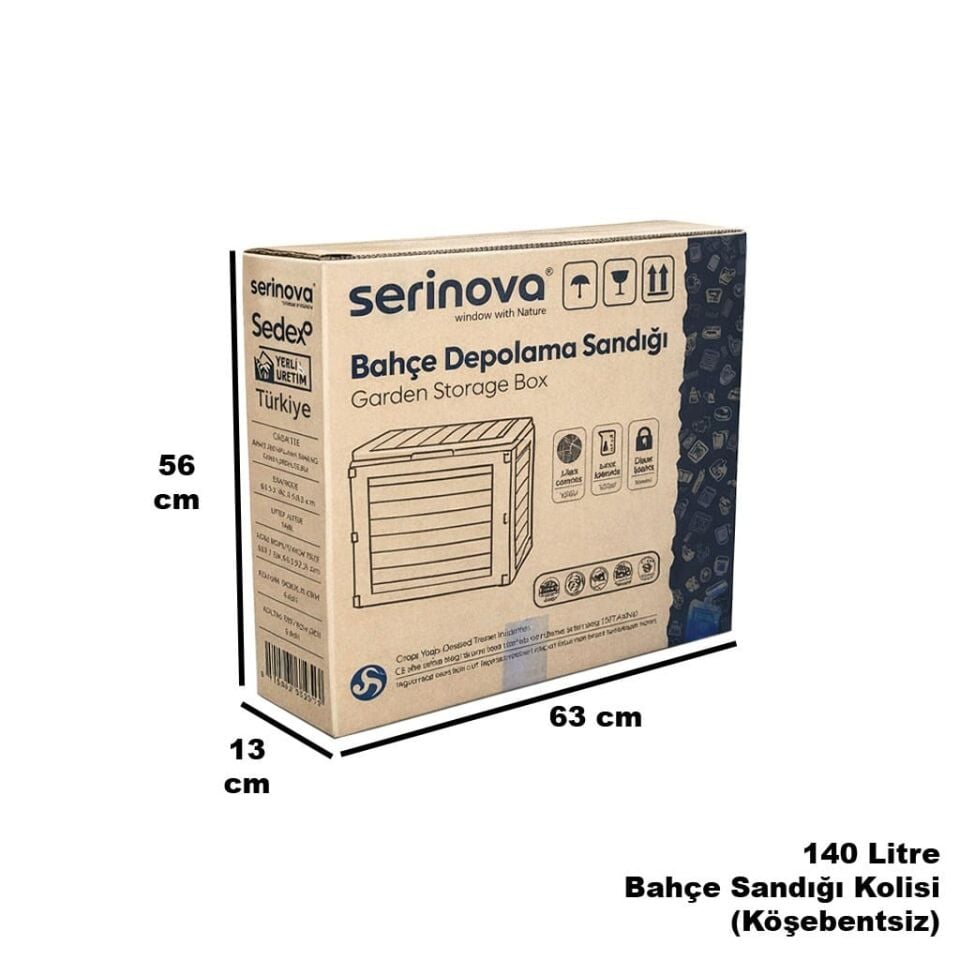 Serinova Bahçe Depolama Sandığı 140L – UV Dayanımlı Dış Mekan Sandığı