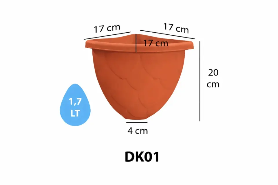 Damla Köşe Saksı 1 NO - Kiremit