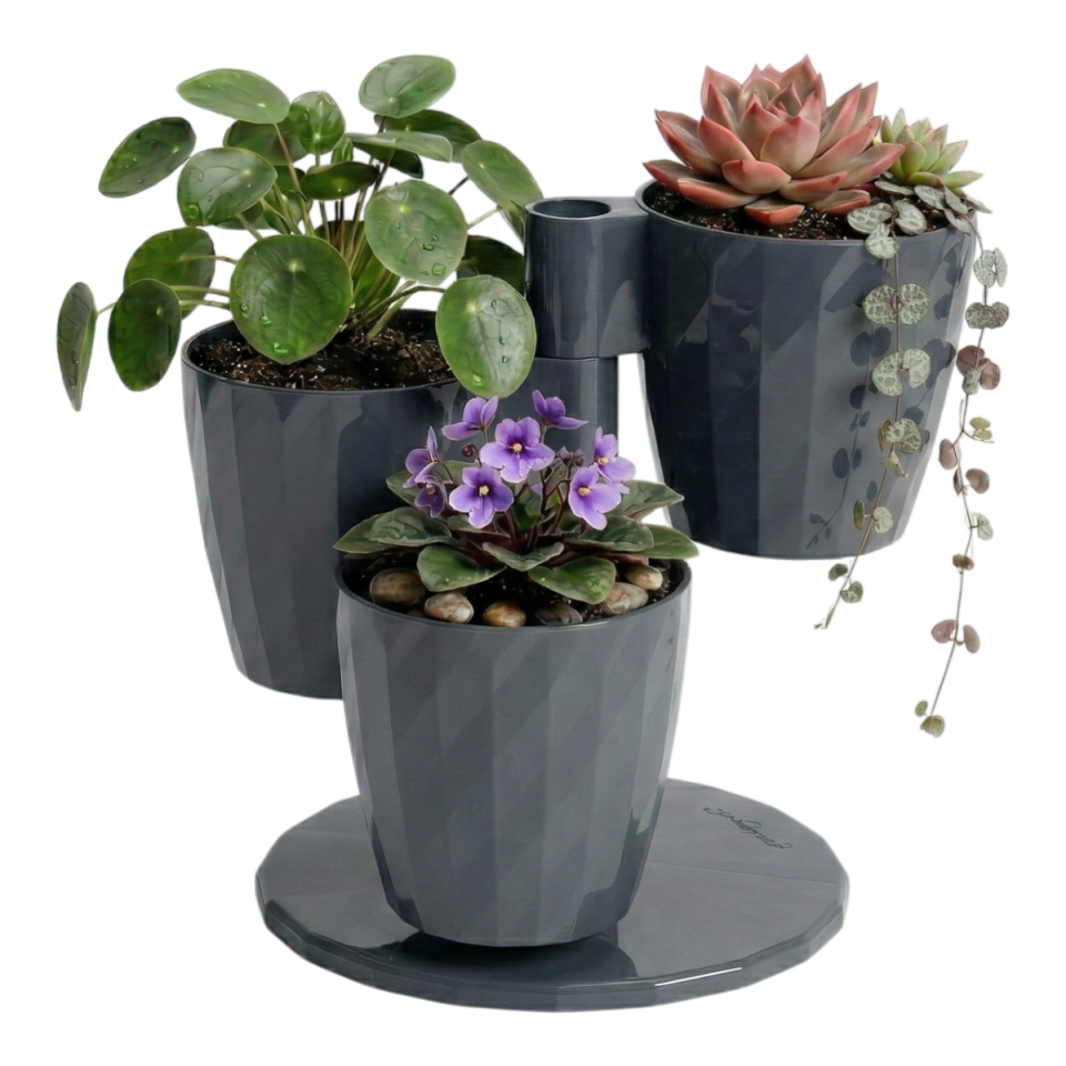 Dönence Saksı 3'Lü Set 1 NO - Antrasit