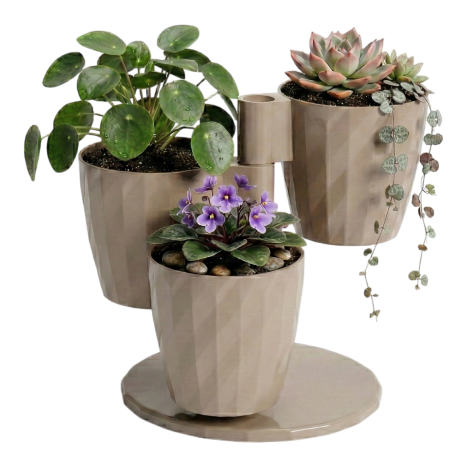 Dönence Saksı 3'Lü Set 1 NO - Mocha