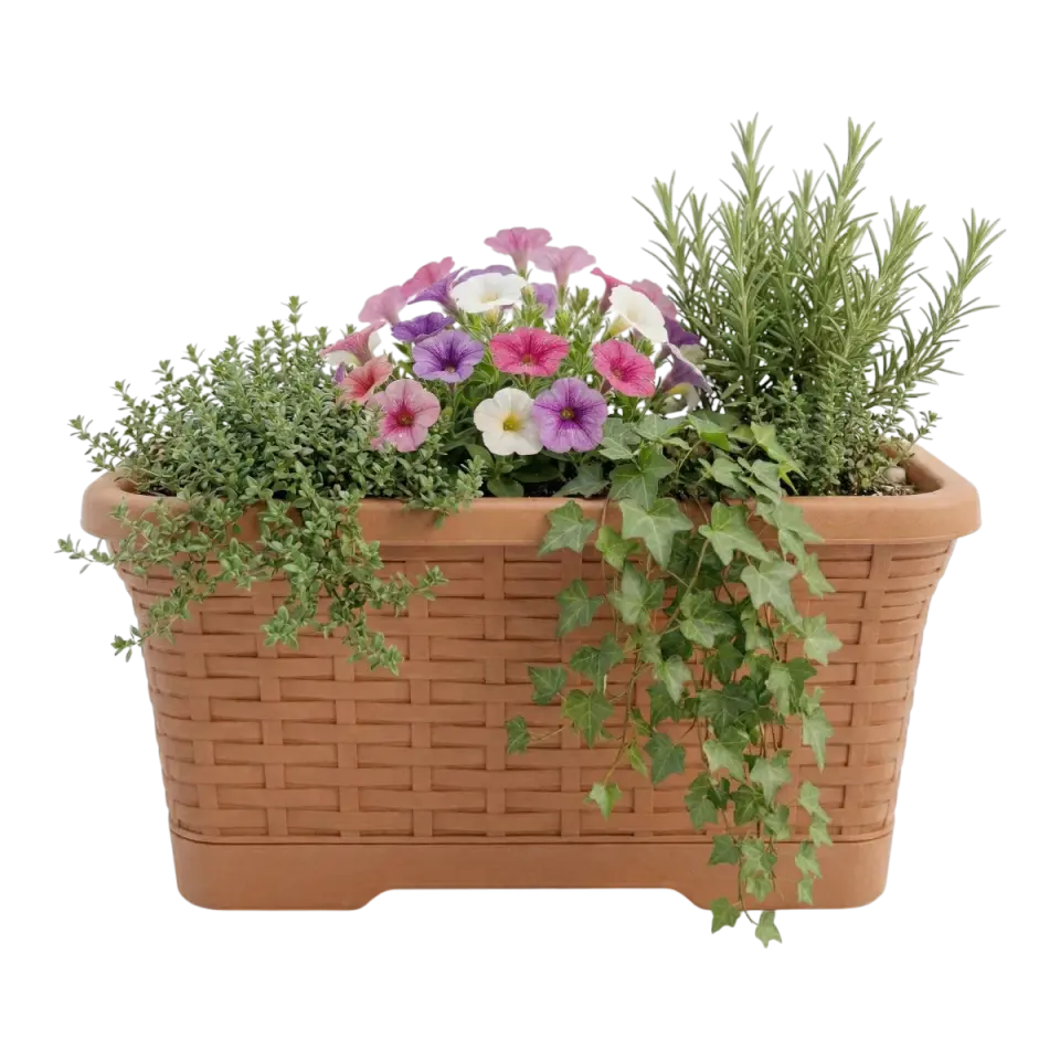 Hasır Balkon Saksı 1 NO - Kiremit