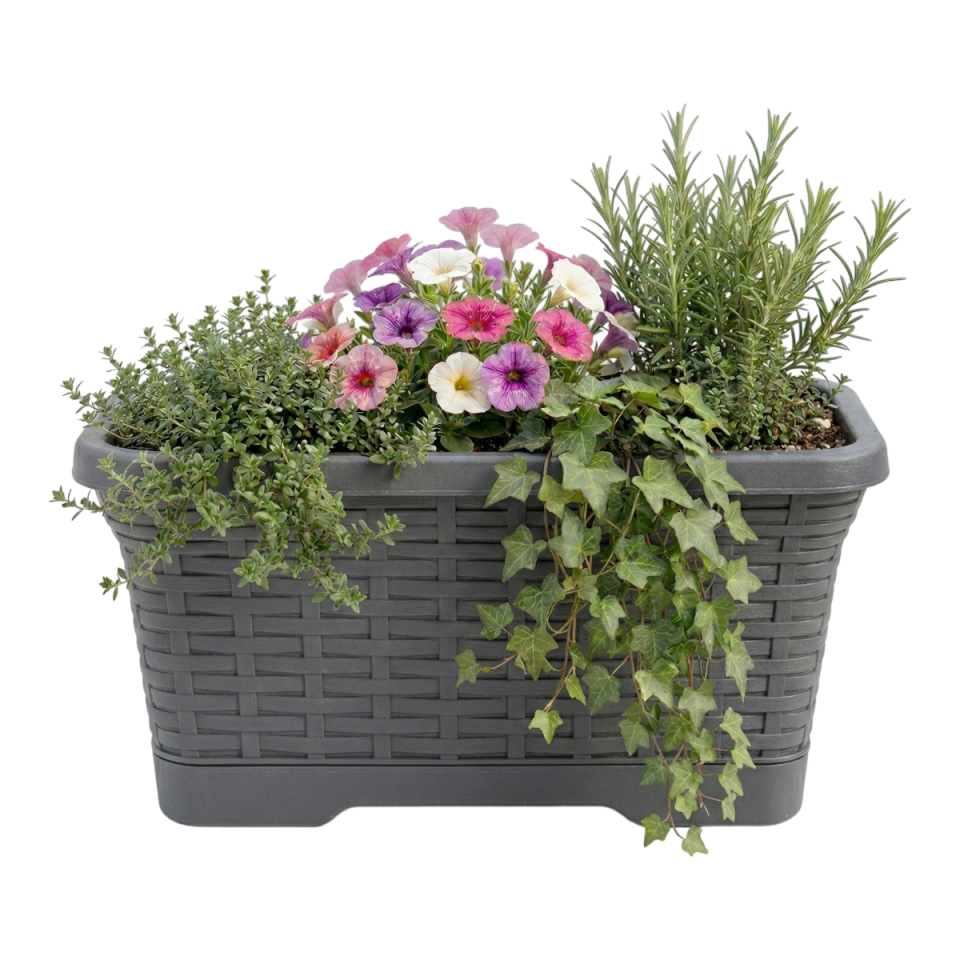 Hasır Balkon Saksı 1 NO - Antrasit