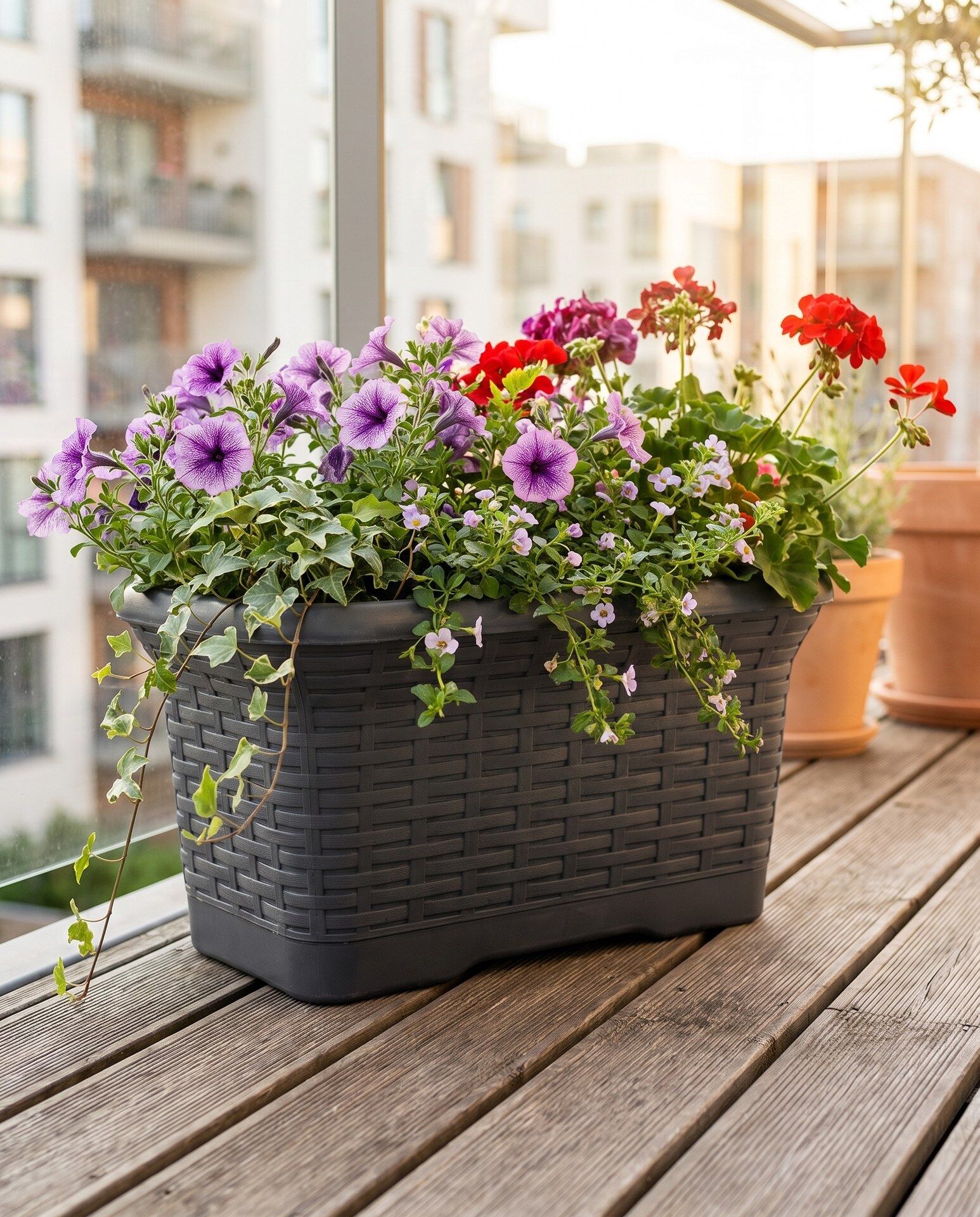 Hasır Balkon Saksı 1 NO - Antrasit