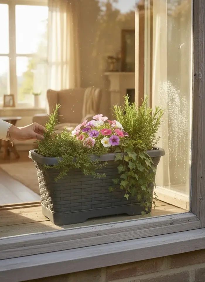 Hasır Balkon Saksı 1 NO - Antrasit