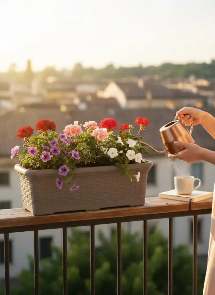 Hasır Balkon Saksı 2 NO - Antrasit