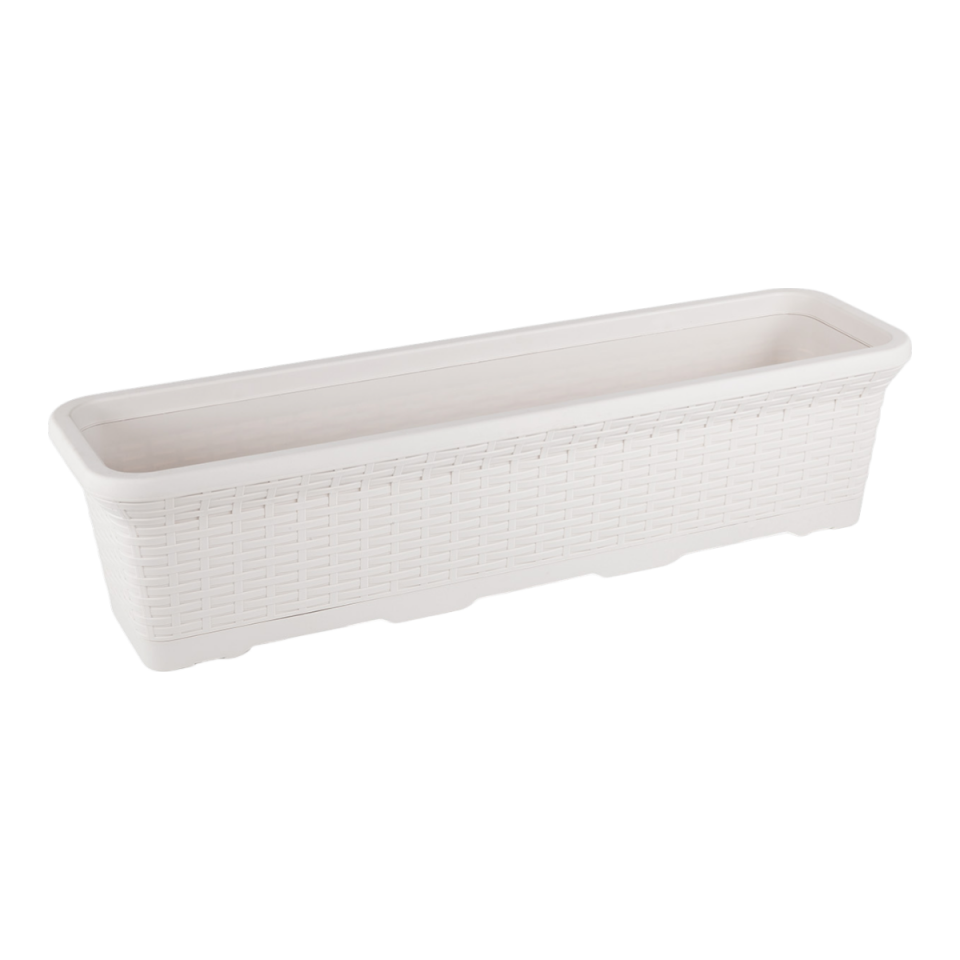 Hasır Balkon Saksı 3 NO - Kirli Beyaz