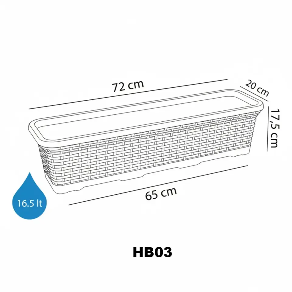 Hasır Balkon Saksı 3 NO - Kirli Beyaz