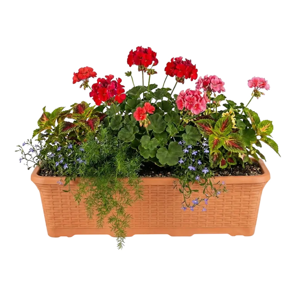 Hasır Balkon Saksı – UV Dayanımlı Plastik Balkon Saksısı | Serinova 3 NO - Kiremit