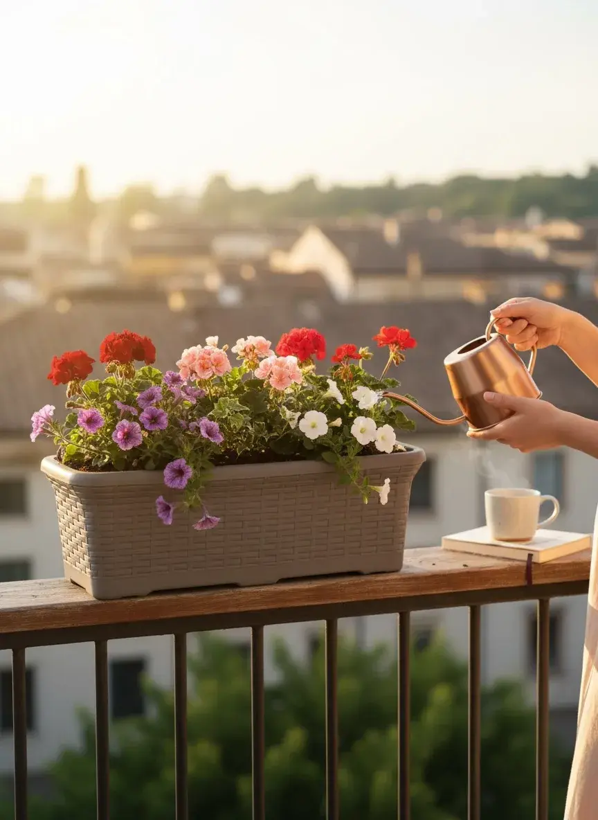 Hasır Balkon Saksı 3 NO - Antrasit