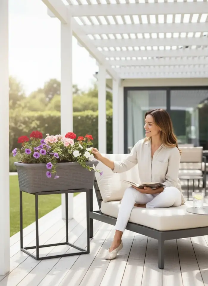 Hasır Balkon Saksı 3 NO - Antrasit