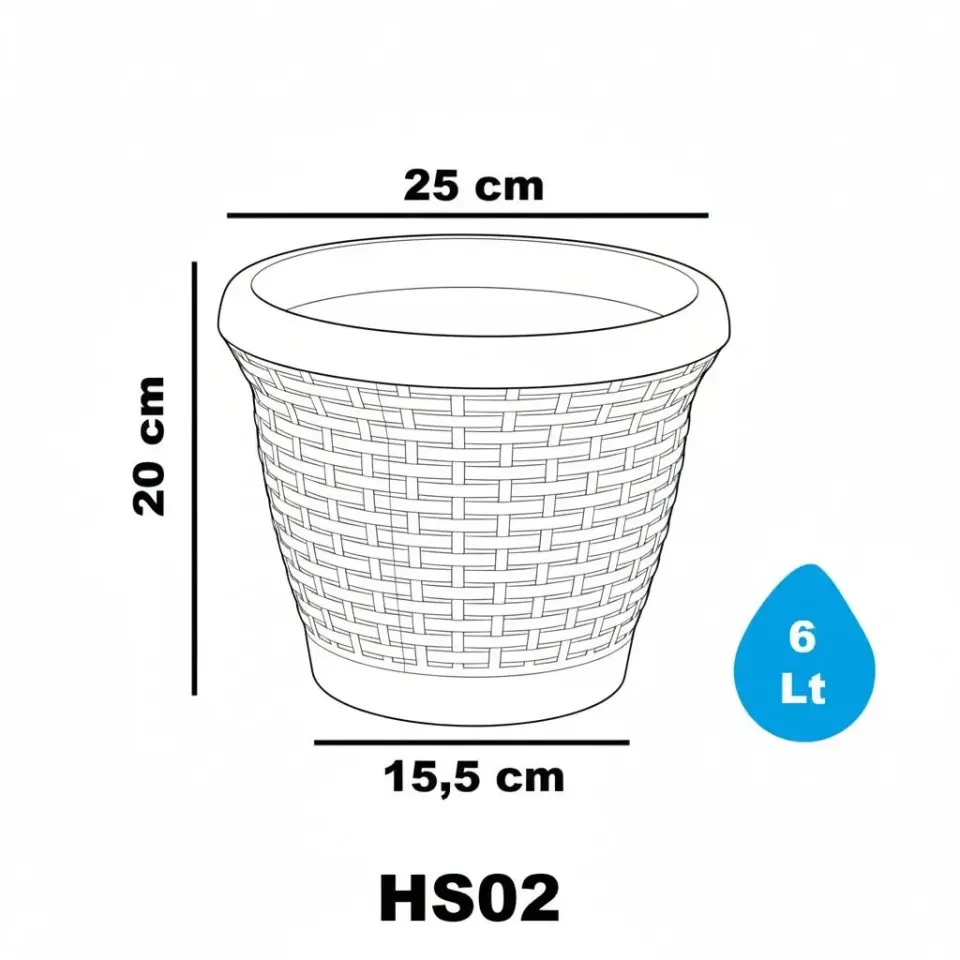 Serinova Hasır Saksı 2 No Antrasit – görsel 3