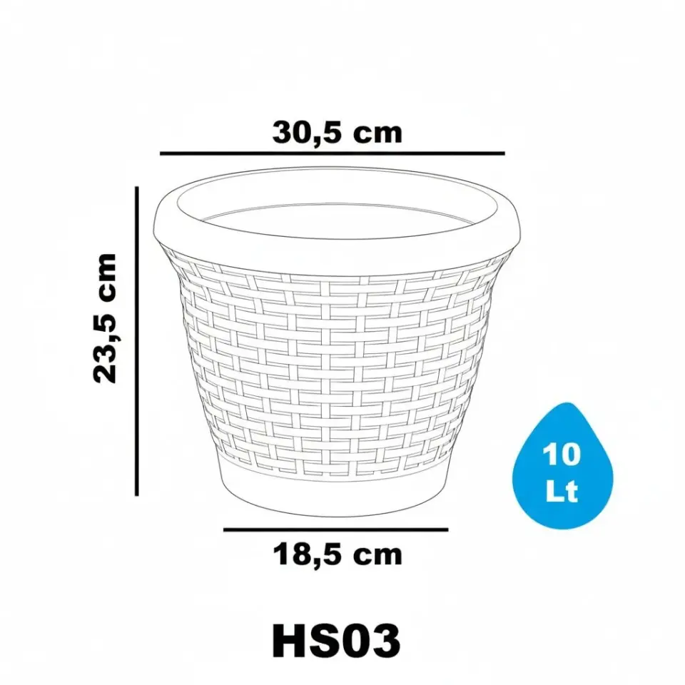 Hasır Saksı 3 NO - Kiremit