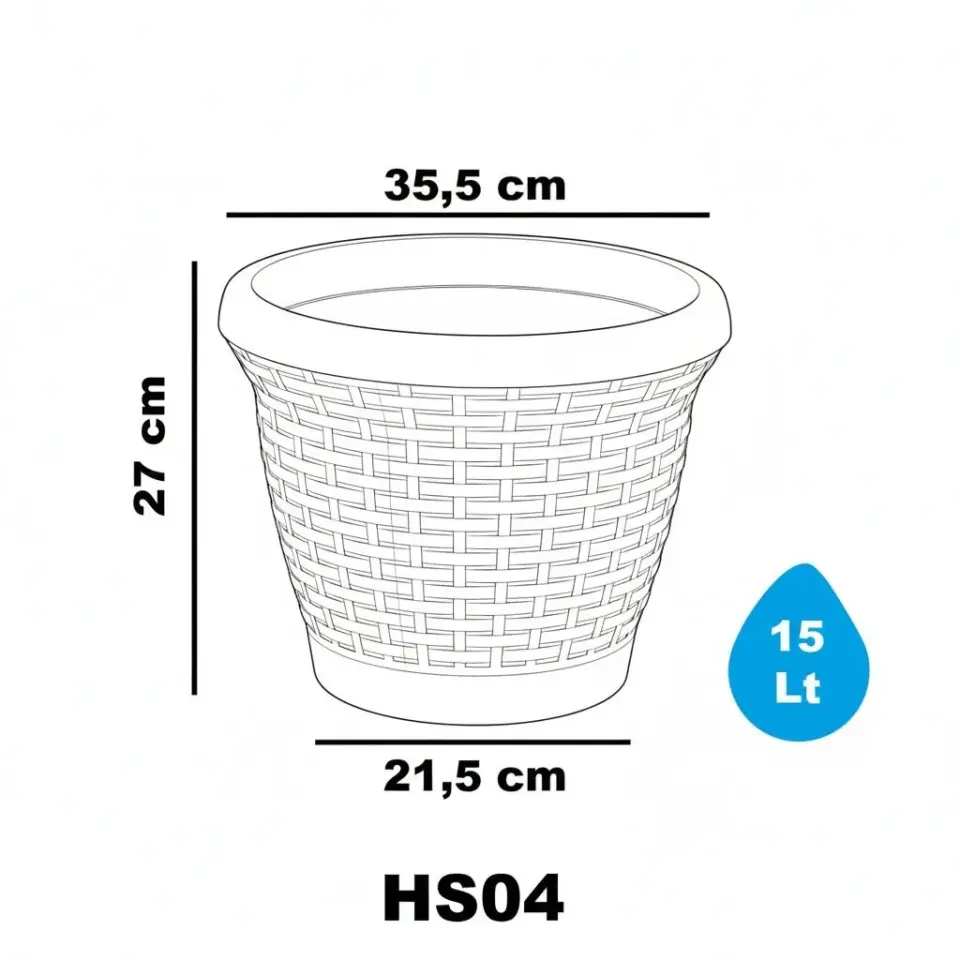 Hasır Saksı 4 NO - Antrasit