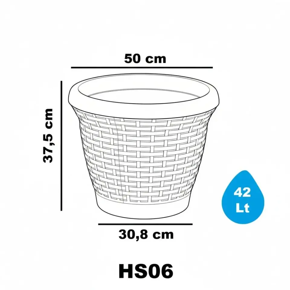 Hasır Saksı 6 NO - Antrasit