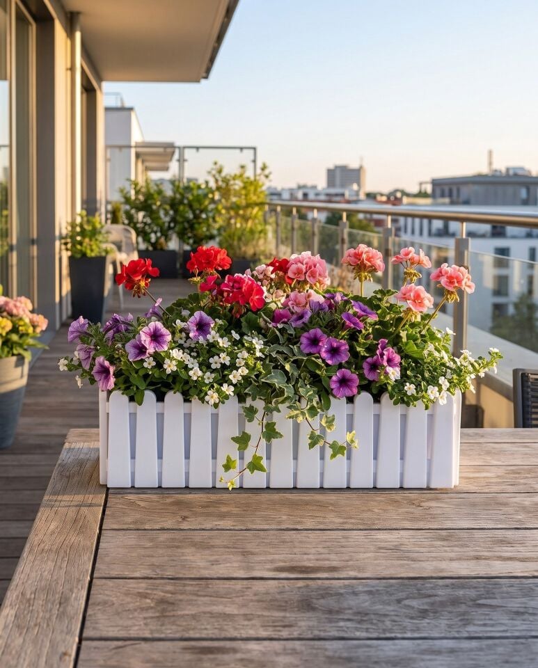 İstanbul Balkon Saksı 2 NO - Beyaz