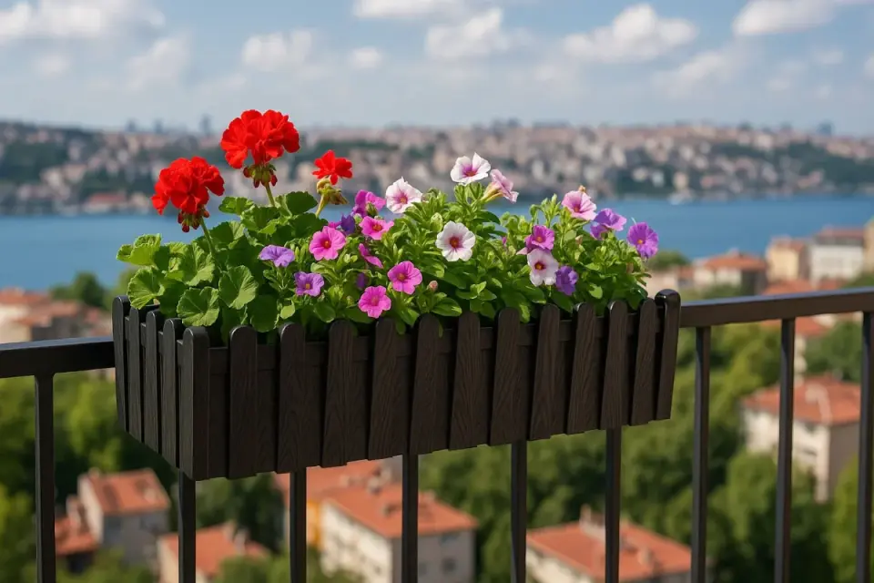 İstanbul Balkon Saksı 2 NO - Siyah