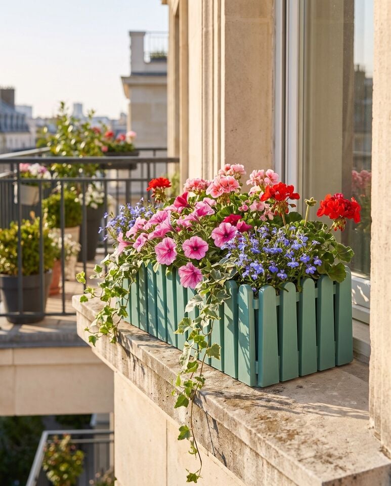 İstanbul Balkon Saksı 2 NO - Yeni Yeşil